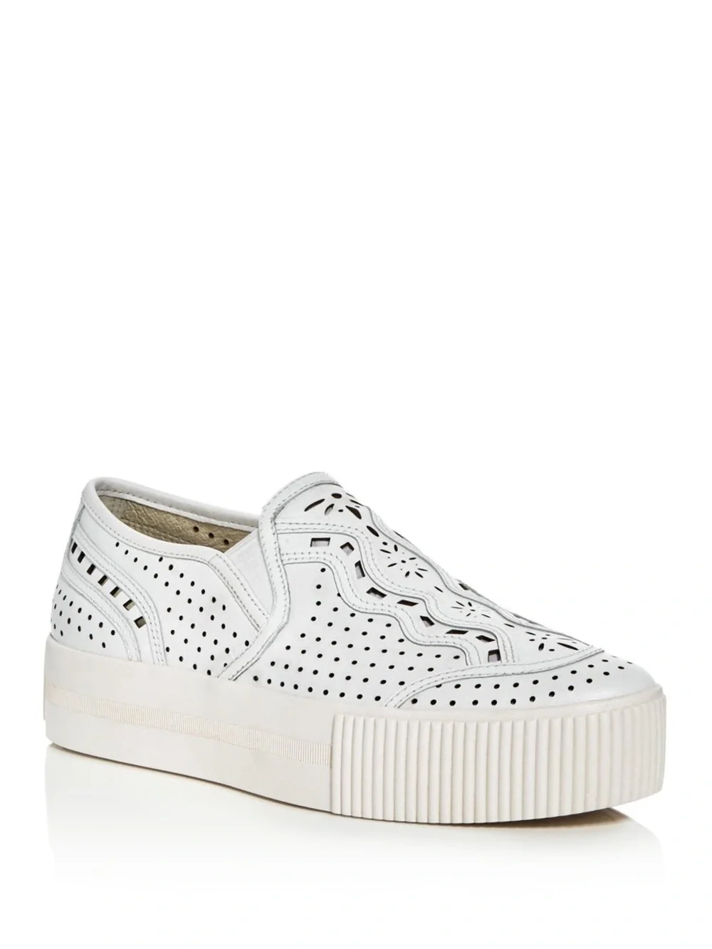 ASH Kingston White Goring Perforated Padded Almond Toe Platform Slip Ons